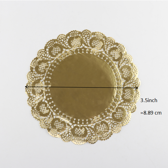 Desktop decoration 3.5 inch Gold Paper doilies / round Lace Doilies/ lace cake mat