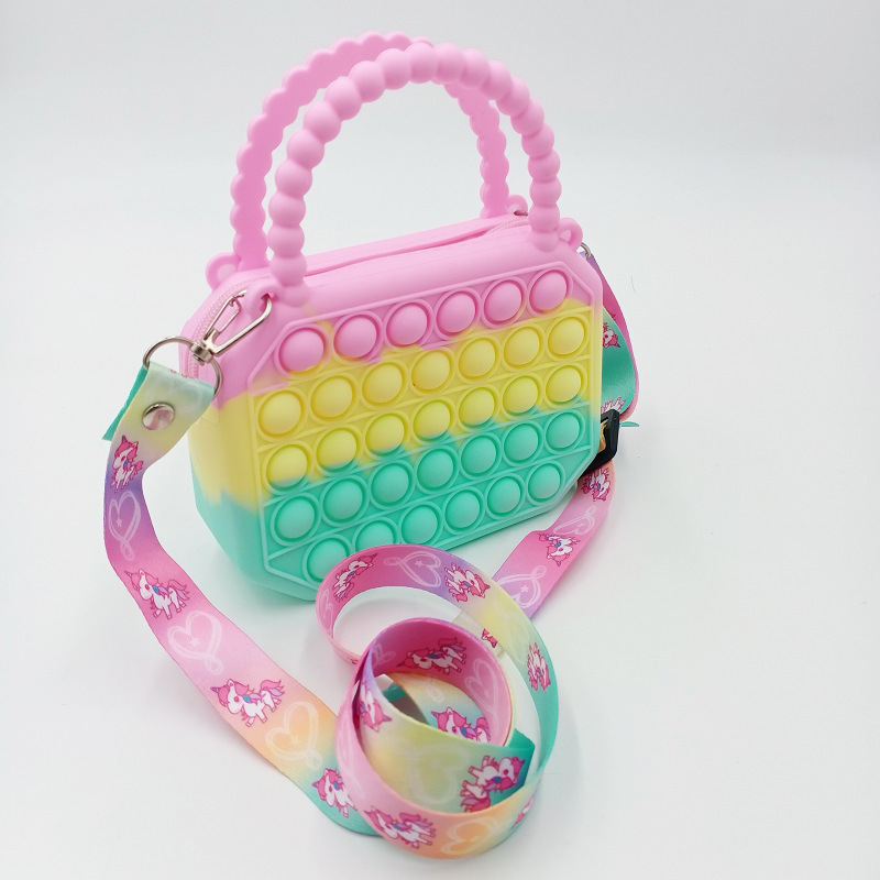 New custom portable fashion pop shoulder bag Kid silicone jelly bags crossbody handbag colorful Octagon purse for kids