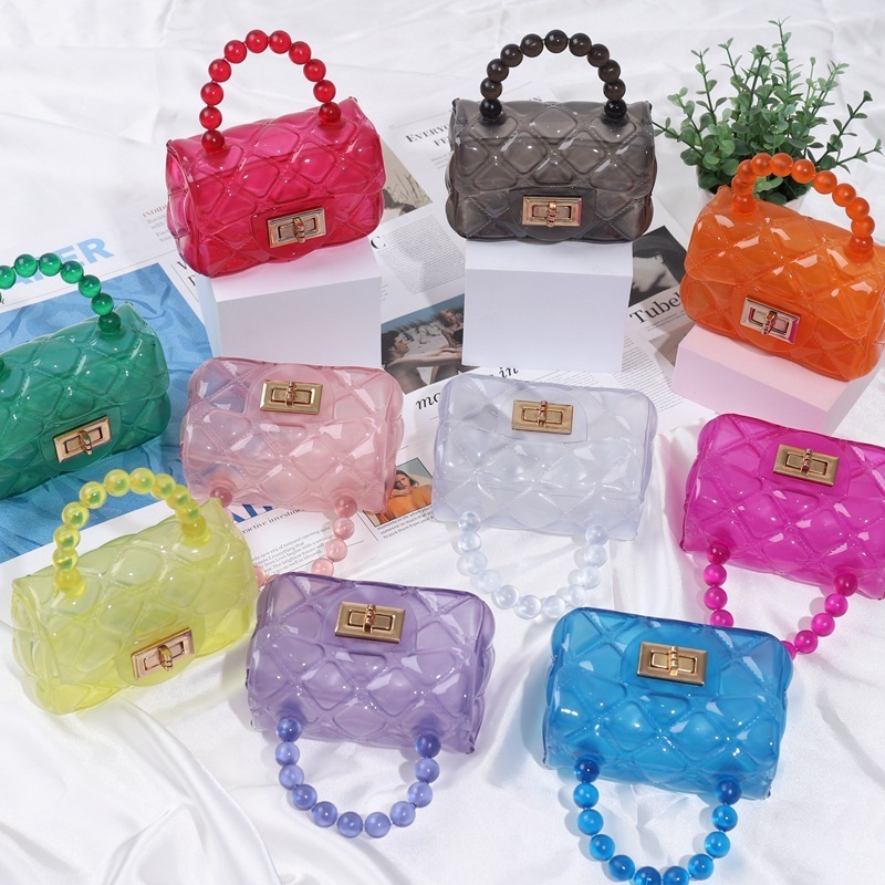 Fashion PVC bags girls handbags Small jelly purse Clear handle kids handbag purses mini jelly cute bag for party gift