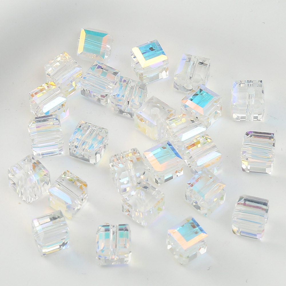 2023 fashion 8mm colorful crystal square cube glass beads for jewelry making DIY handmade bracelet necklace Earring loose beads