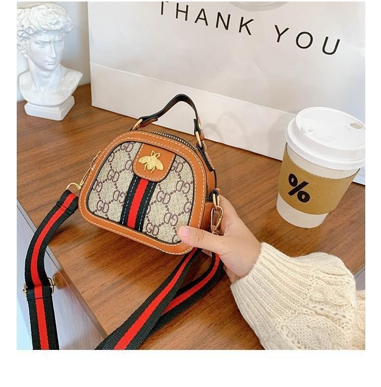 New fashion handbag PU leather cute kids' shoulder bags mini bee personalized children's coin purse for kids girls