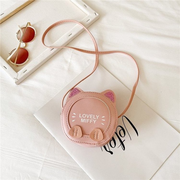 2023 New portable fashion handbag PU leather cartoon cat shape children's shoulder bag cute mini coin purse for kids