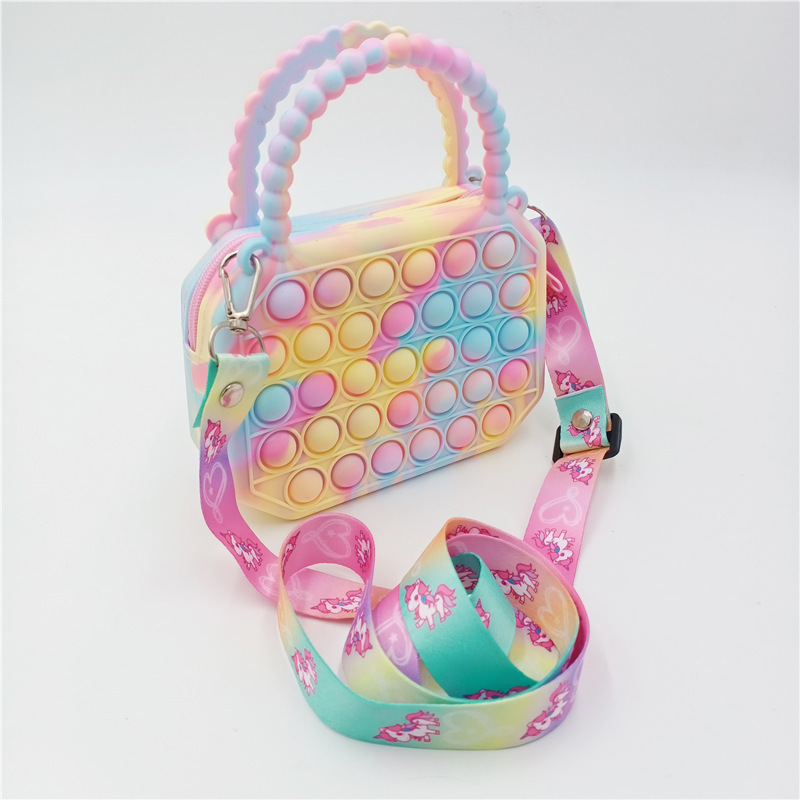 New custom portable fashion pop shoulder bag Kid silicone jelly bags crossbody handbag colorful Octagon purse for kids