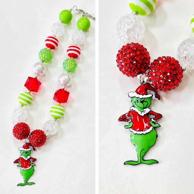 Fashion cartoon drop oil Christmas grinch alloy pendant for jewelry making necklace bracelet earring keychain cute charms gift