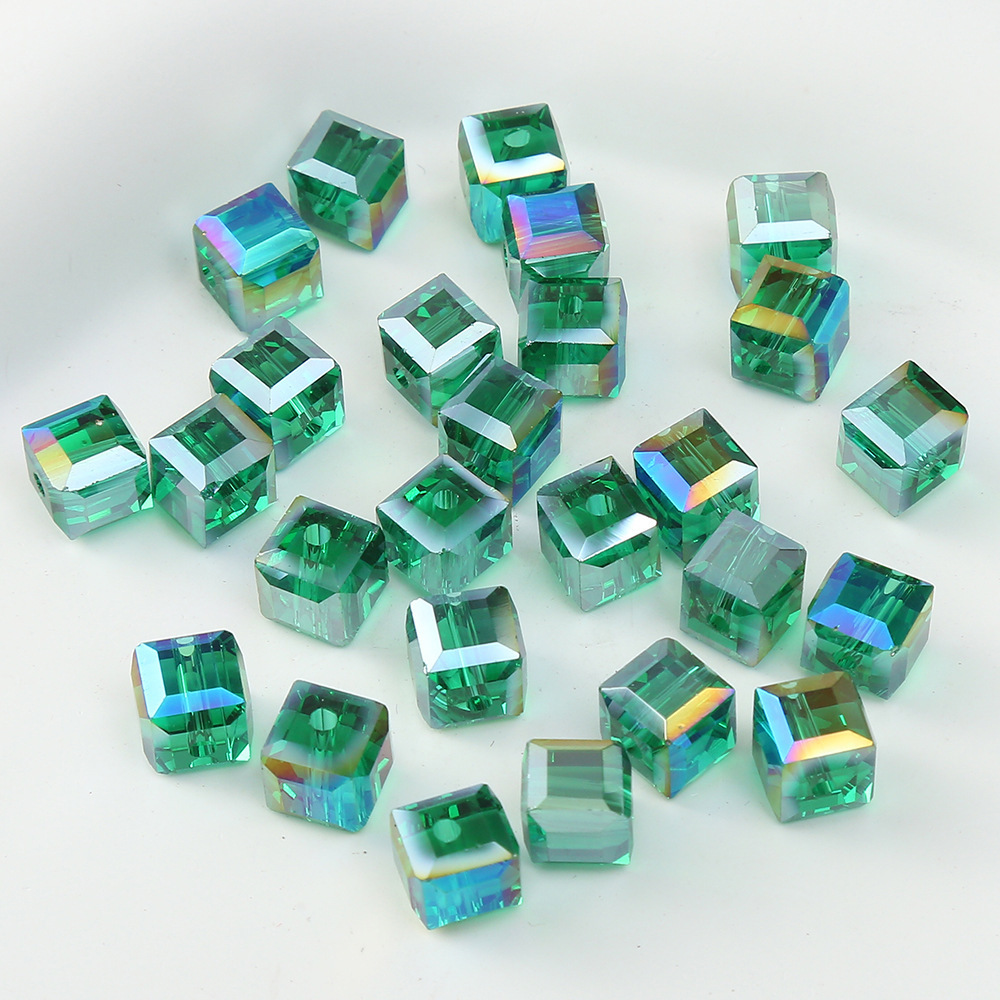 2023 fashion 8mm colorful crystal square cube glass beads for jewelry making DIY handmade bracelet necklace Earring loose beads