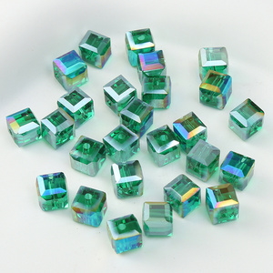 2023 fashion 8mm colorful crystal square cube glass beads for jewelry making DIY handmade bracelet necklace Earring loose beads