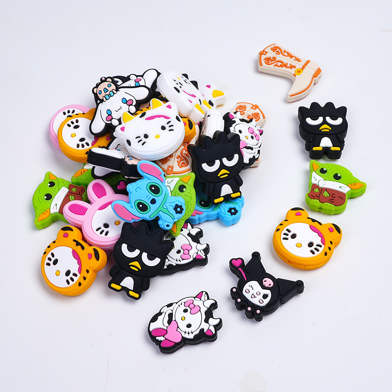 New custom cartoon character silicone focal Beads for pens baby pacifier chain loose beads for jewelry making