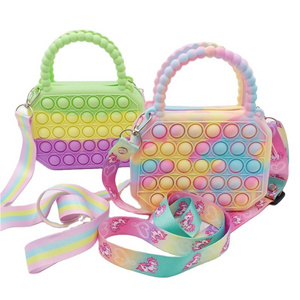 New custom portable fashion pop shoulder bag Kid silicone jelly bags crossbody handbag colorful Octagon purse for kids