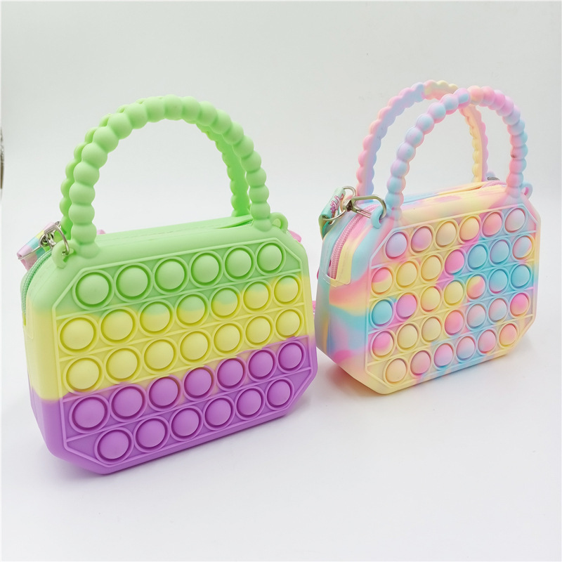 New custom portable fashion pop shoulder bag Kid silicone jelly bags crossbody handbag colorful Octagon purse for kids