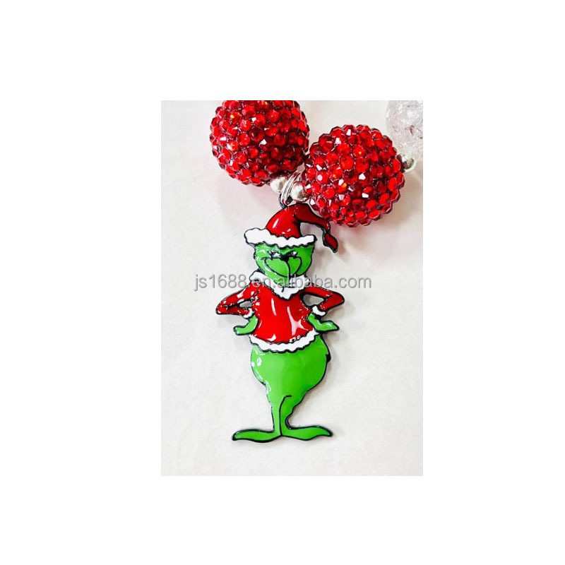 Fashion cartoon drop oil Christmas grinch alloy pendant for jewelry making necklace bracelet earring keychain cute charms gift