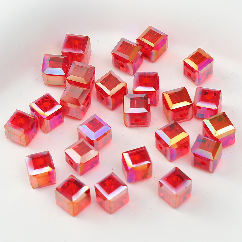 2023 fashion 8mm colorful crystal square cube glass beads for jewelry making DIY handmade bracelet necklace Earring loose beads