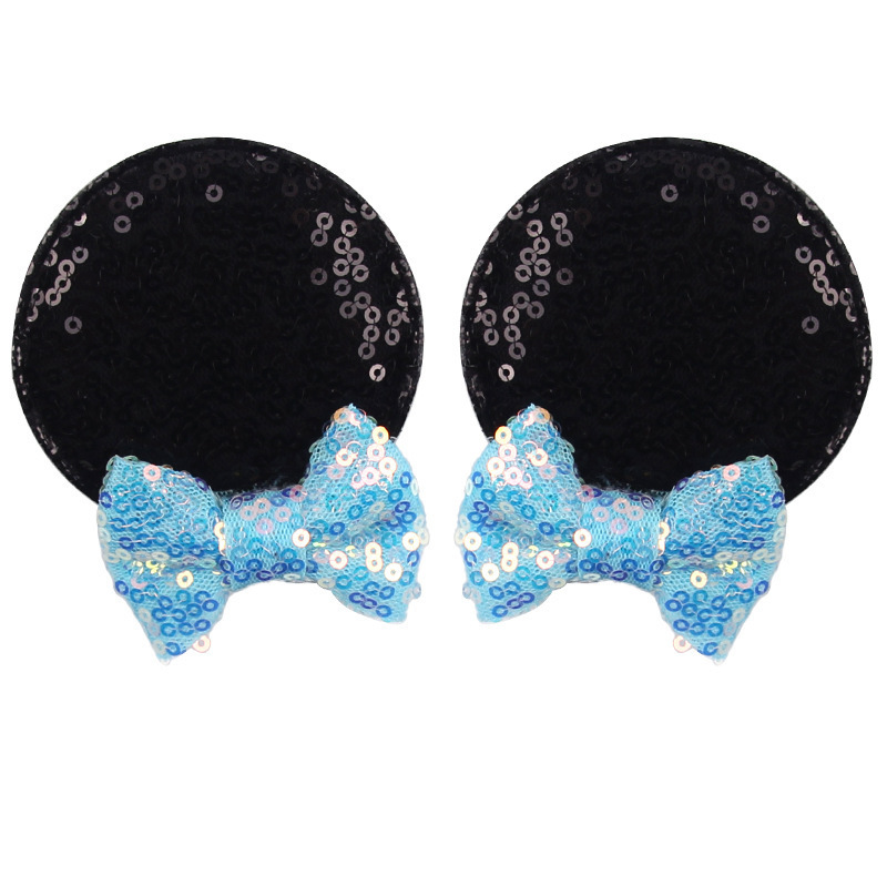 Wholesales New sequin Mickey hairpin for girls Mini bow princess colorful sequined mouse ears hair clips Baby Bow Headwear