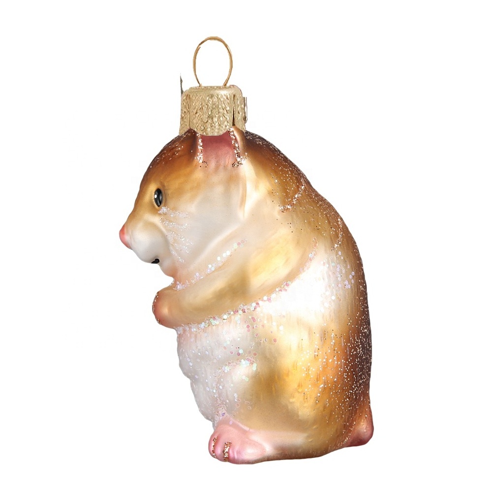 Glass yellow little squirrel vintage christmas ornaments christmas baubles