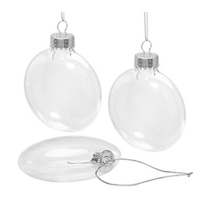 100 wholesale hand blown fillable 2" clear glass christmas flat ball ornaments