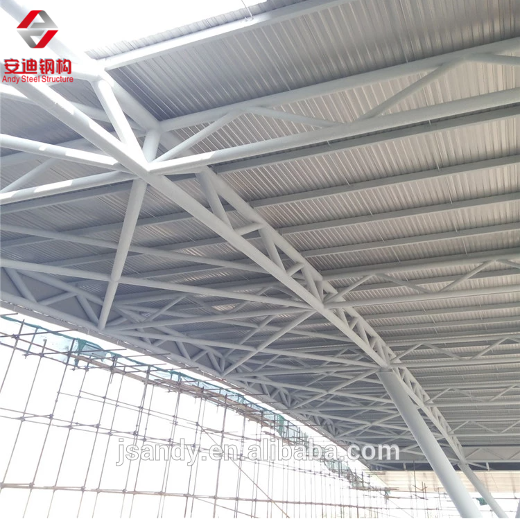 Metal steel pipe truss covers shed for railway station