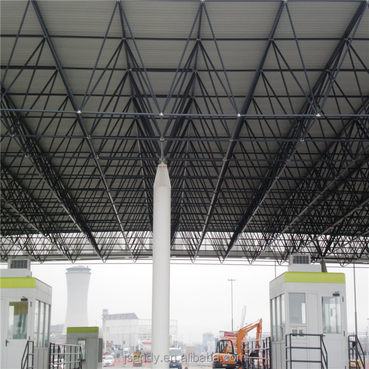 Wind-resistant Design Prefab Bolted Ball Joined Space Frame Roof Steel Structure Toll Gate /Toll Station