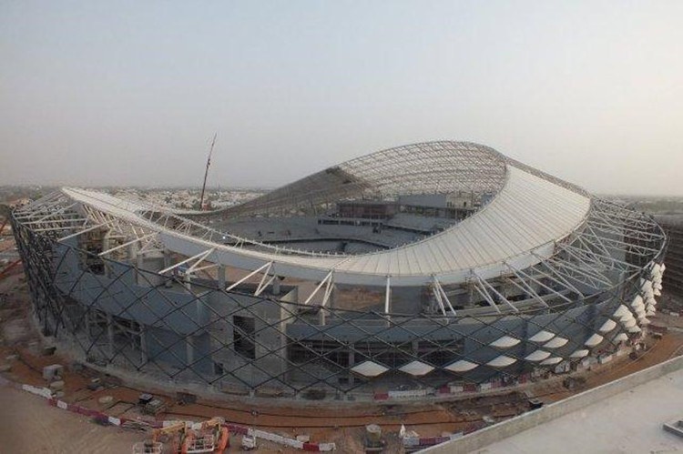 Steel space frame structure football stadium