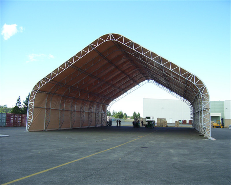 China Factory Price Prefab Trussed Steel Frame Pvdf Tension Fabric/ Membrane Structure Aircraft Hangar Canopy/Cover