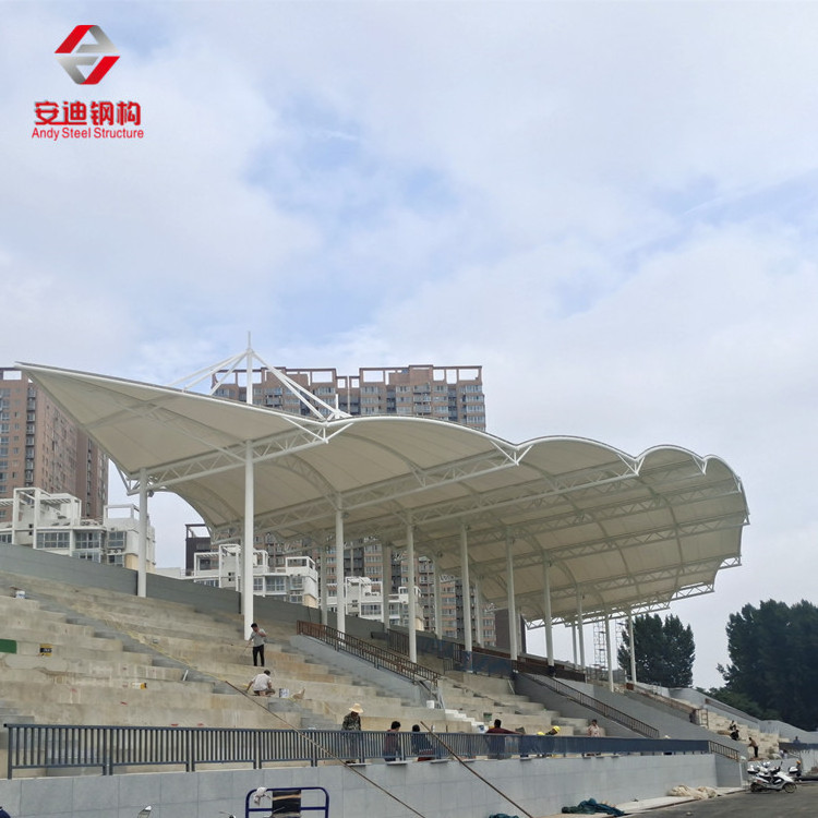 Stadium Bleachers Steel Structure Soccer Football Basketball Sports Building Fabric Roof Shade