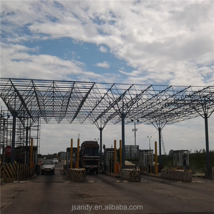 Wind-resistant Design Prefab Bolted Ball Joined Space Frame Roof Steel Structure Toll Gate /Toll Station