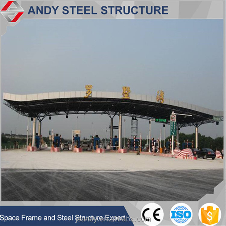 Wind-resistant Design Prefab Bolted Ball Joined Space Frame Roof Steel Structure Toll Gate /Toll Station