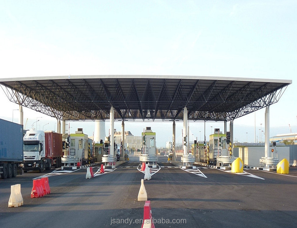 Wind-resistant Design Prefab Bolted Ball Joined Space Frame Roof Steel Structure Toll Gate /Toll Station