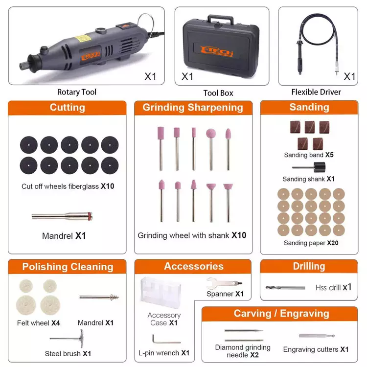 220v Electric Grinder Set 10000-32000rpm Power Rotary Tool Kit With 2 Grinding Stone Bits For Polishing Burnishing