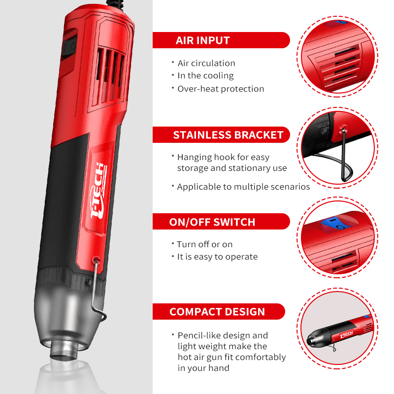 Embossing Soldering Tools Drying Acrylic Paint Handheld Heat Gun 350w Hot Air Gun With Nozzle