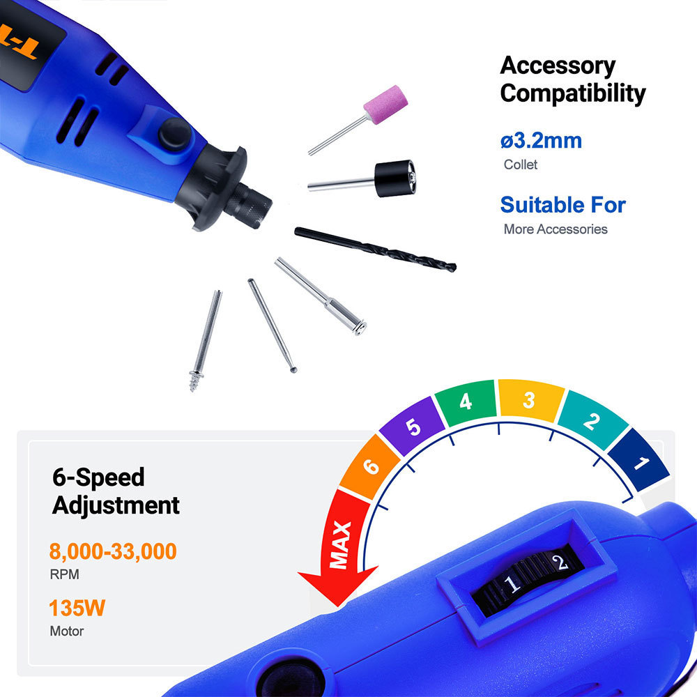 Cheap 135W Variable Speed Adjustable Mini Electric Grinder Bit Electric Drills Power Tools Rotary Tools Kit