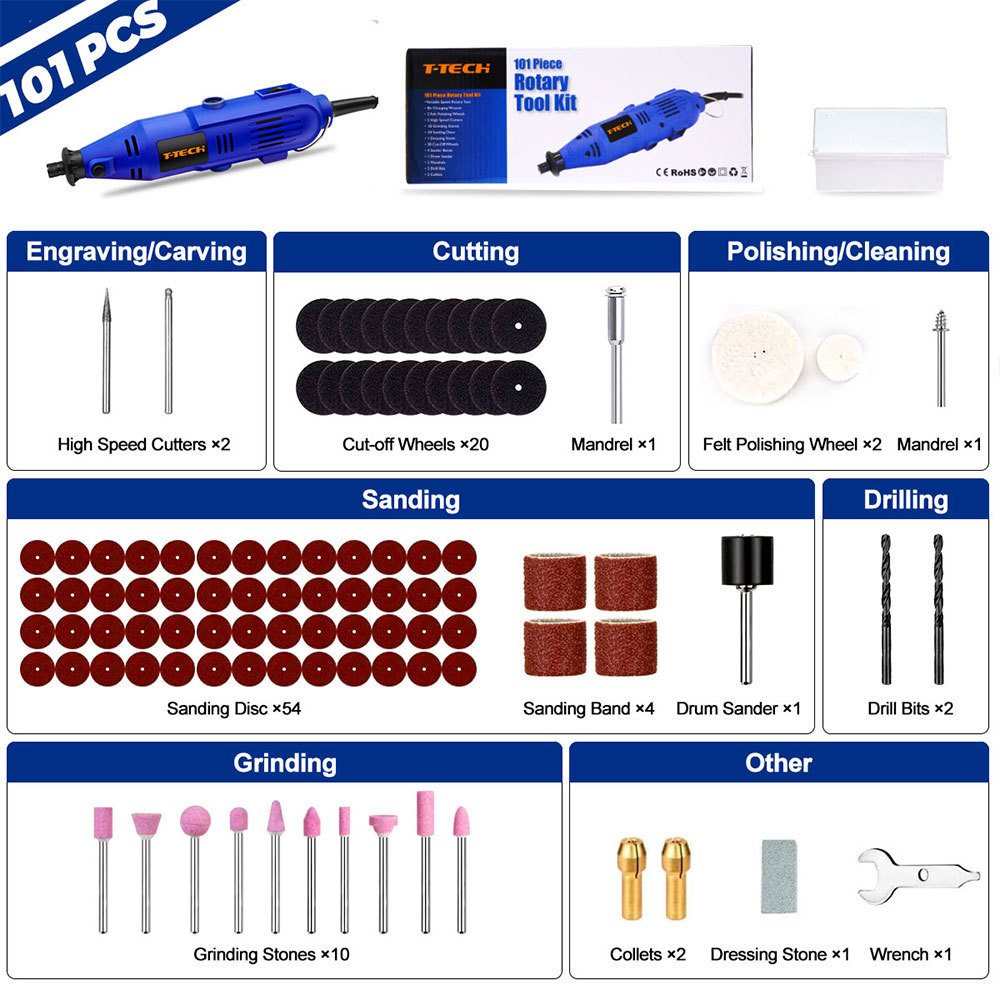 Cheap 135W Variable Speed Adjustable Mini Electric Grinder Bit Electric Drills Power Tools Rotary Tools Kit