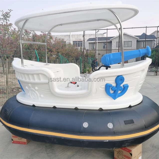 Water excitement entertainment pirate electric boat LED lights water gun pontoon boat inflatable Aqua pool Luxury landscape boat