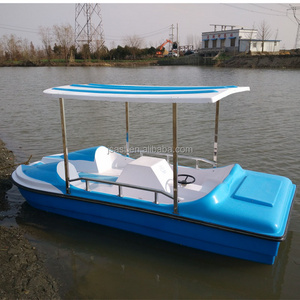 2024 new design 4 persons  pedal boat for kids and adult foot pedal fiberglass material cartoon cheap pedal boats