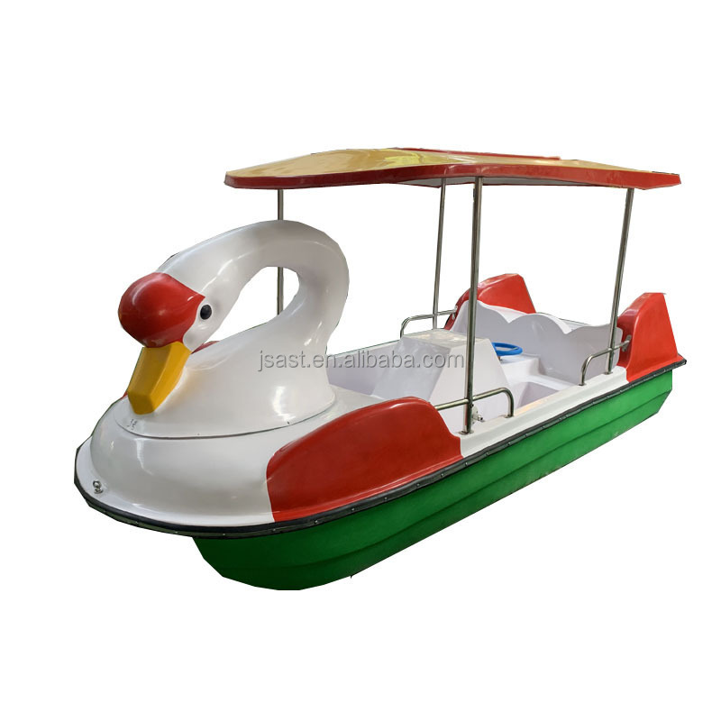 Animal swan fiberglass pedal boats 4 person rides pedal boat with slide 4 person water pedal bike cycle boat for kids