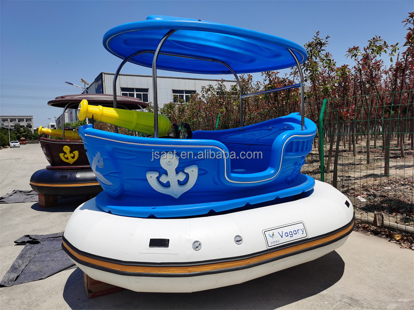 Hot selling water electric bumper boat pirate style with MP3 remote control boat inflatable swimming pool Aqua boat Water slides