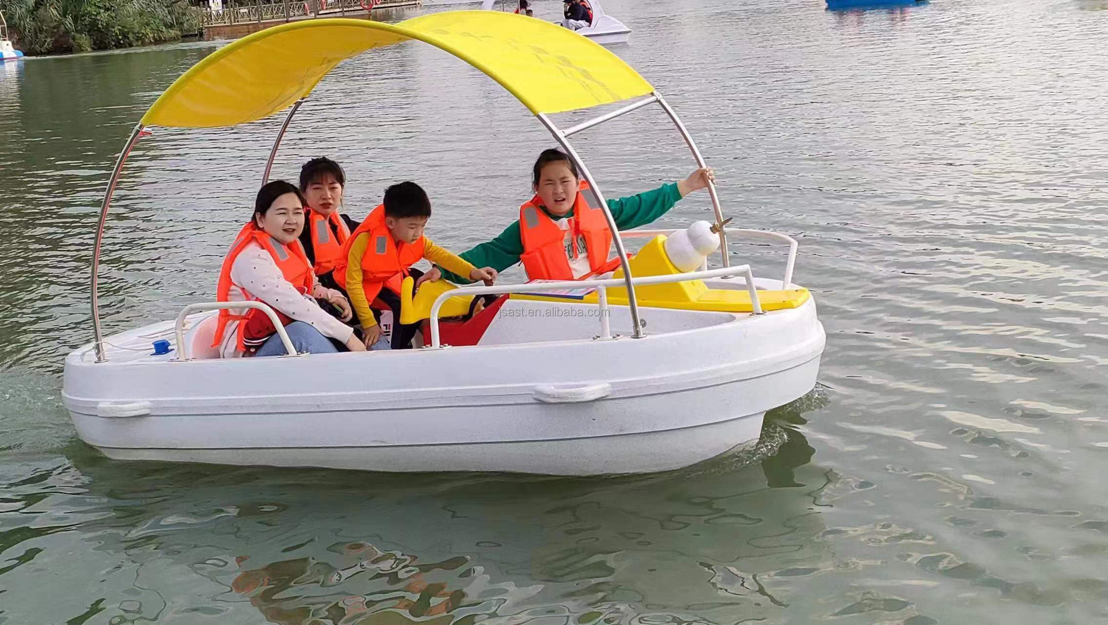 Water excitement project children's used swan pedal boat fishing electric bumper boat water gun inflatable lounge chair for sale