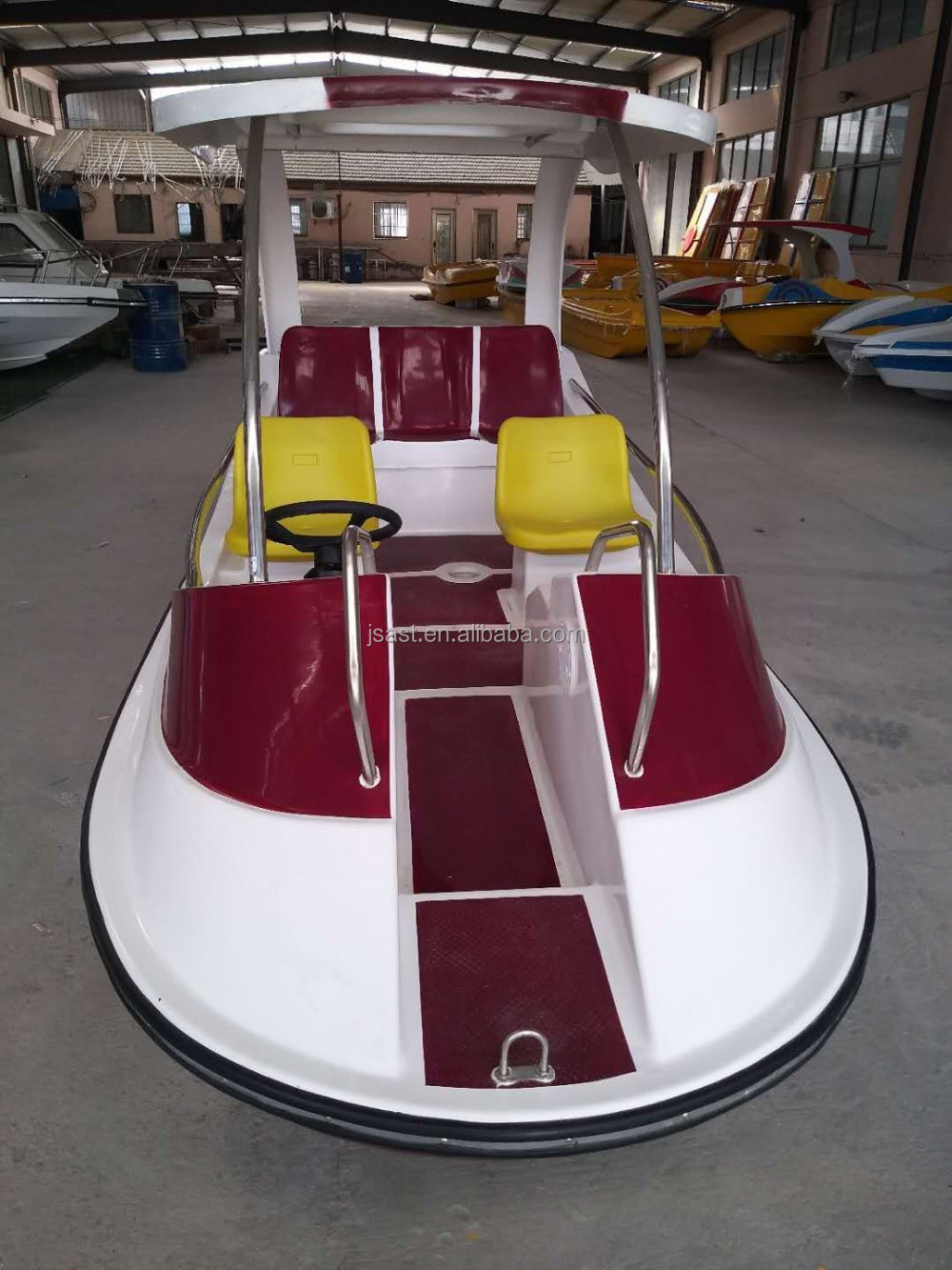 China Alibaba $1000 electric boat YouTube video yellow color park electric boat with 5 people solar electric boat