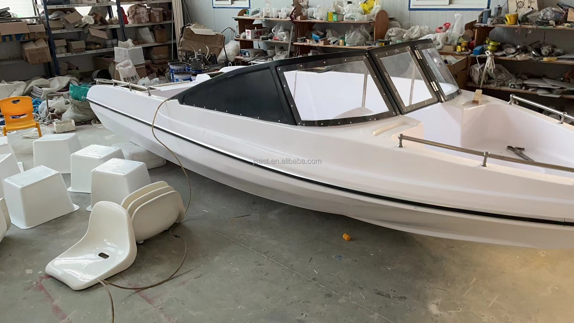 Fiberglass boat High speed Sea lake 60HP Double bottom 6 seat electric outboard yacht kayak D type control box fuel engine