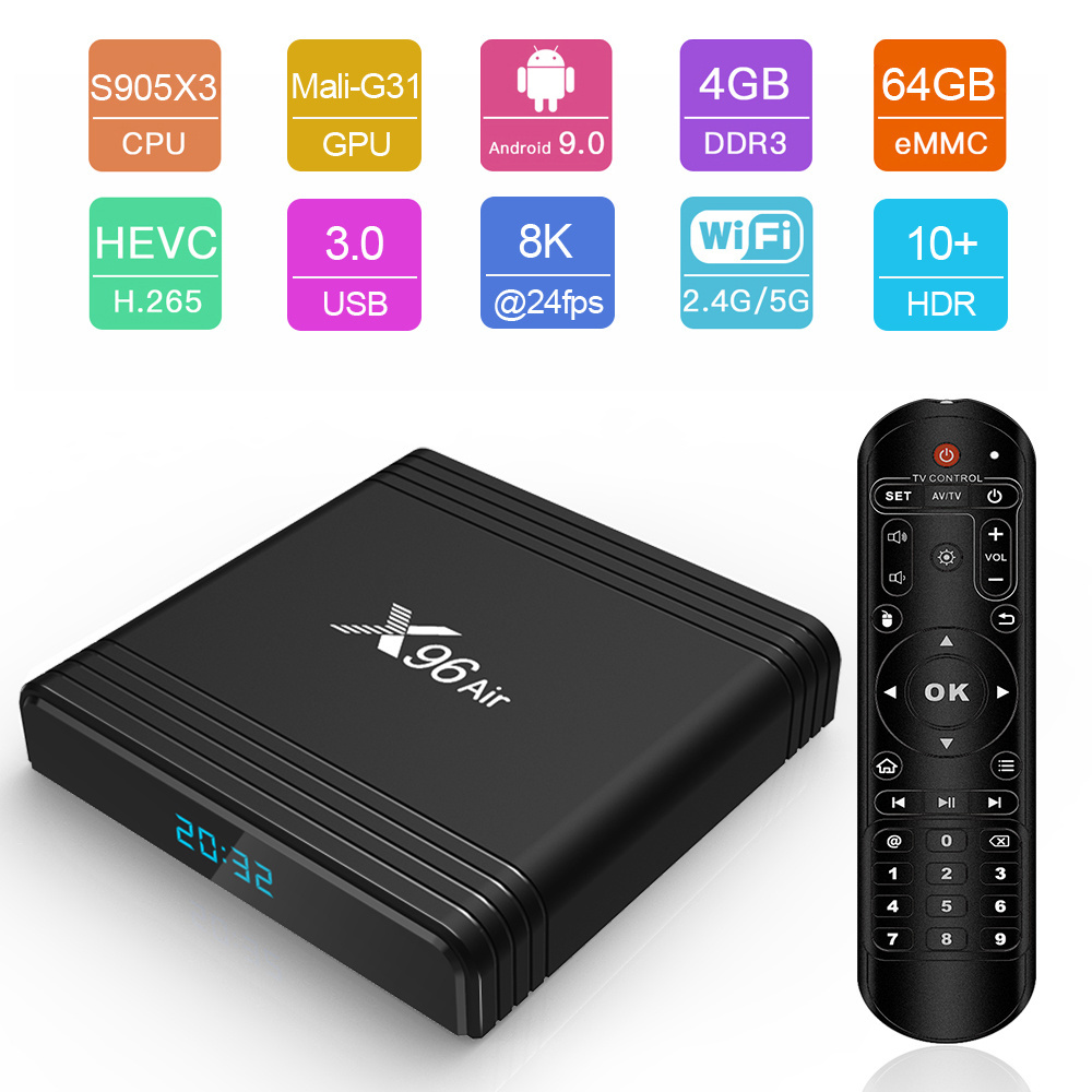 Original X96 air Amlogic S905X3 Android 9.0 Tv BOX 4G 32G 5G Dual Wifi 8K Set Top Box X96Air