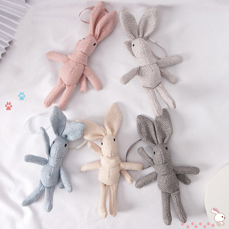 2024 Creative Wish Long-legged Rabbit Plush Animal Stuffed Dress burlap Rabbit Key Chain Kid Party Plush Toy Bouquet Plush Dolls