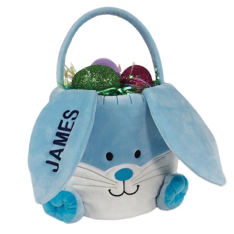 High Quality Wholesale  Easter Egg Tote Gift Bag Embroidered Personalized Plush Velvet Easter Bucket Basket