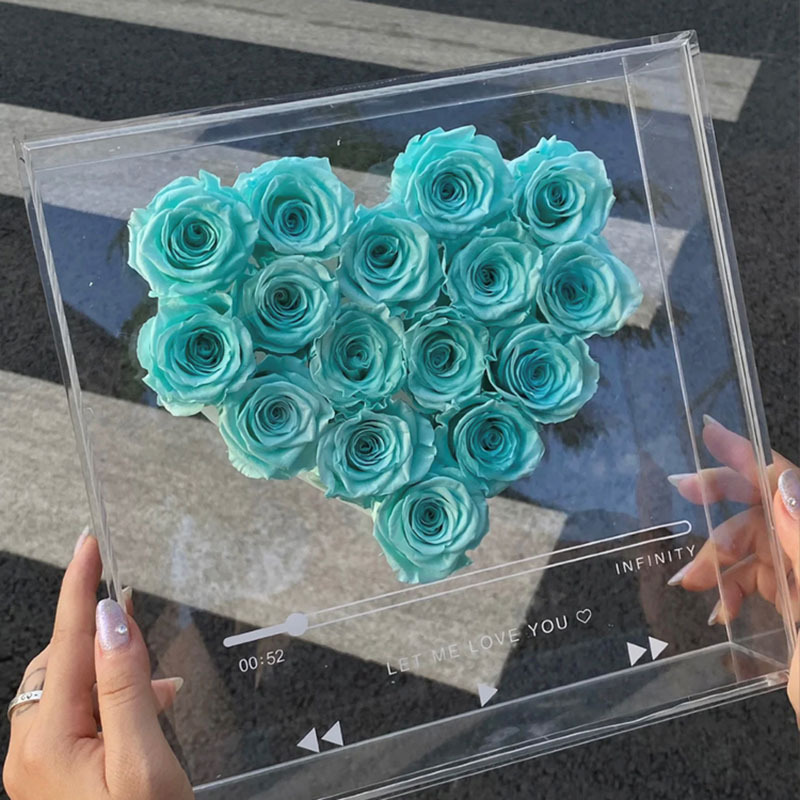 Transparent Clear Acrylic Flowers Box Love CD Valentine's Day Square Acrylic Handbag Gift Box