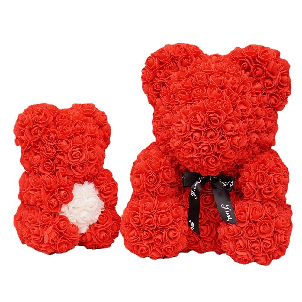 2023 Hot Artificial Flower Rose Gifts for Valentine's Day 25cm 40cm Artificial Foam Teddy Bear Rose Bear Flower