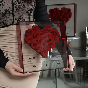 Transparent Clear Acrylic Flowers Box Love CD Valentine's Day Square Acrylic Handbag Gift Box