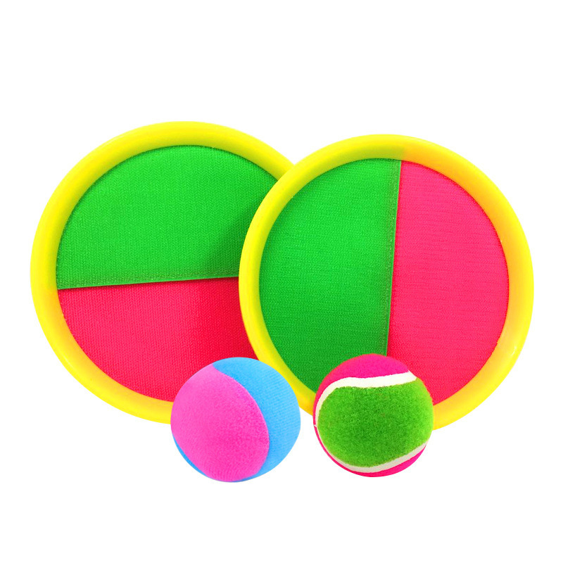 Custom Outdoor Ball Catch Set Self-Stick Disc Paddles Beach game toy sticky target catch paddle ball