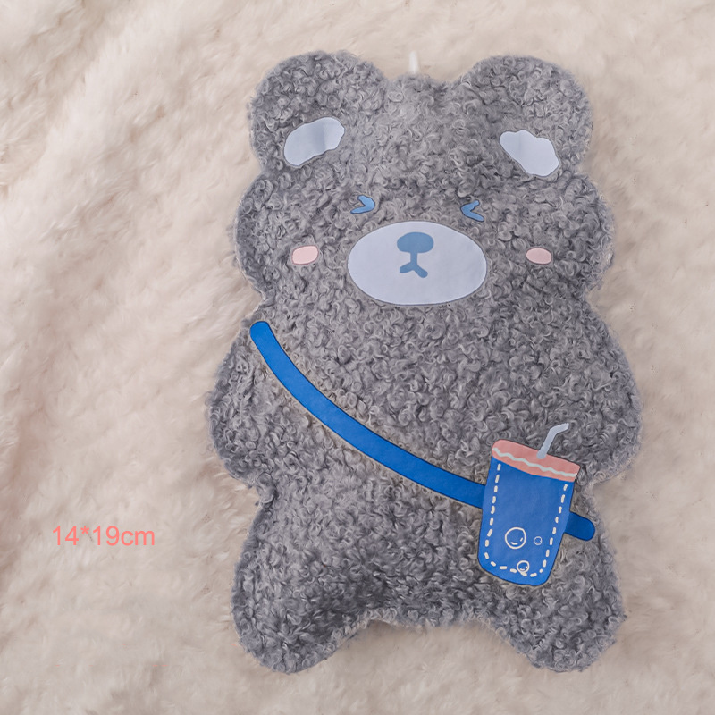 Hot sale winter Plush Cartoon Bear reusable hand warmer water filling portable cute hand warmer rubber PVC hot water bag