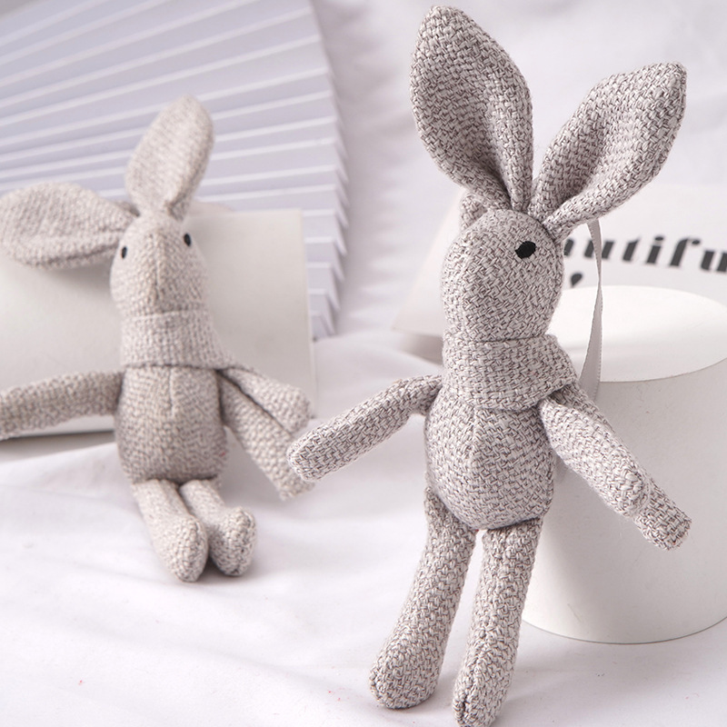 2024 Creative Wish Long-legged Rabbit Plush Animal Stuffed Dress burlap Rabbit Key Chain Kid Party Plush Toy Bouquet Plush Dolls