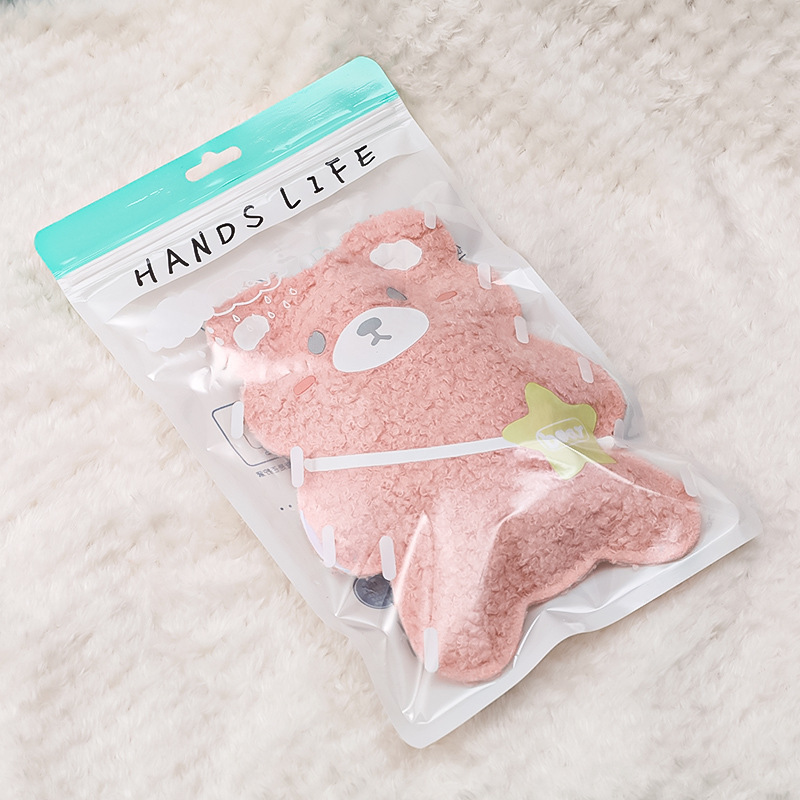 Hot sale winter Plush Cartoon Bear reusable hand warmer water filling portable cute hand warmer rubber PVC hot water bag