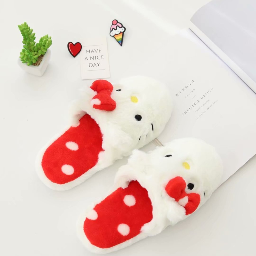 My Melody Cinnamoroll Kuromi KT  Slippers Indoor Soft Thick Sole Cartoon Kawaii Plush Home Slippers for women