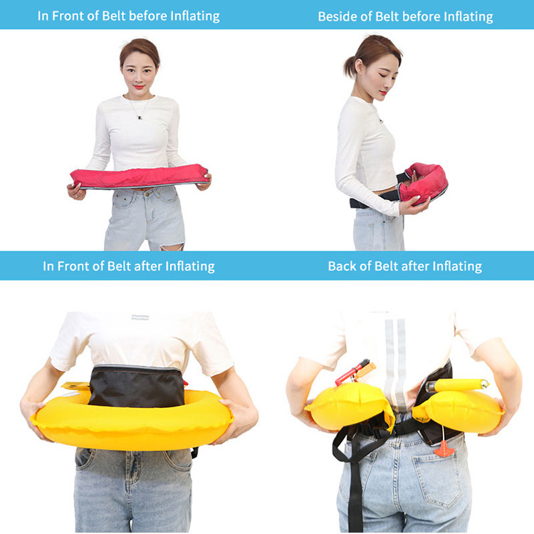 Manufacture Supply New Style Self Inflating Waist Life Vest Jacket Inflatable Belt-Pack Lifejacket