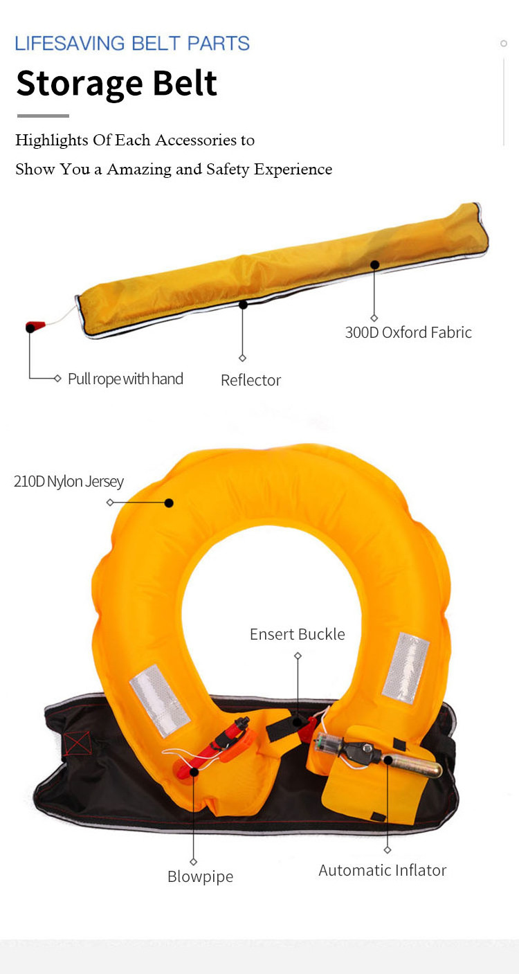 OEM  Customizable water rescue lifesaving automatic Inflatable Life Waist Belt in sock